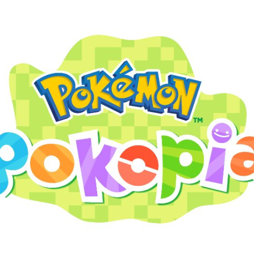 Logotipo oficial del videojuego Pokémon Pokopia sobre un fondo blanco. La palabra "Pokémon" aparece en su tipografía clásica azul y amarilla, mientras que "pokopia" se muestra con letras de colores vivos en tonos azul, morado, rojo, verde y naranja sobre una mancha de fondo verde claro con patrón pixelado.