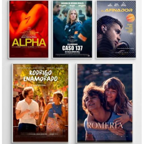Collage de cinco pósters cinematográficos correspondientes a los estrenos de junio en Sala de Arte Cinépolis.