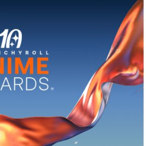 Composición con el logotipo de los Crunchyroll Anime Awards y un retrato en blanco y negro de The Weeknd.
