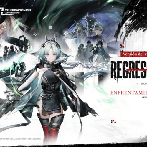 Arte promocional con personajes de Arknights: Endfield en un entorno futurista de combate y energía.
