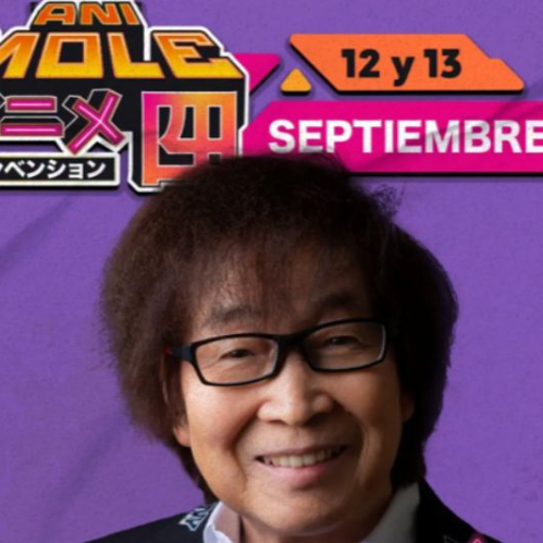 Arte promocional para AniMole 4 que muestra al actor de voz japonés Toshio Furukawa sonriendo con lentes sobre un fondo morado con los logotipos del evento en color amarillo y las fechas 12 y 13 de septiembre.