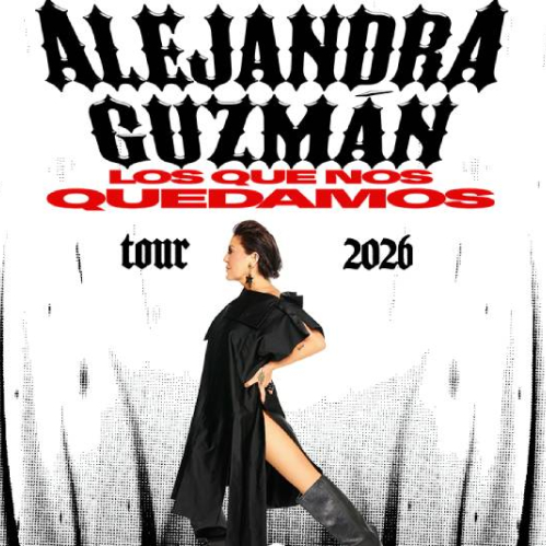 Imagen promocional en blanco y negro con una figura femenina en pose escénica, acompañada del título del tour y el nombre de la artista.