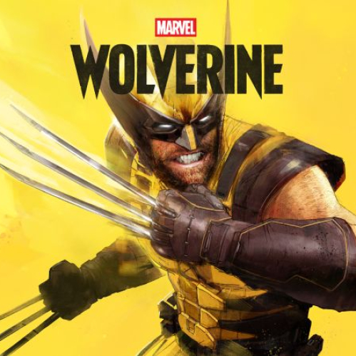 Ilustración principal de Marvel's Wolverine mostrando a Logan portando su traje clásico amarillo y negro con las garras de adamantium desplegadas sobre un fondo amarillo.