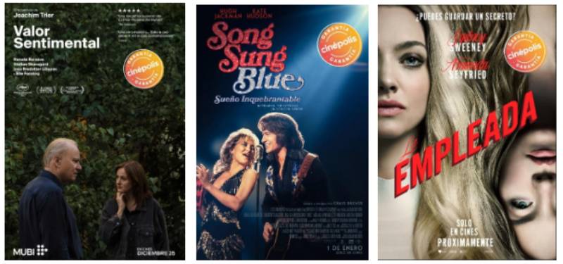 Tres películas con Garantía Cinépolis cierran 2025 y abren 2026