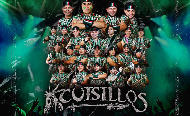 Arte promocional de Banda Cuisillos con todos los integrantes en vestuario tradicional anunciando su concierto en Arena CDMX.
