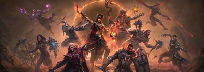 Ilustración de un grupo de personajes en formación de combate, rodeados de efectos mágicos y un ambiente de batalla.