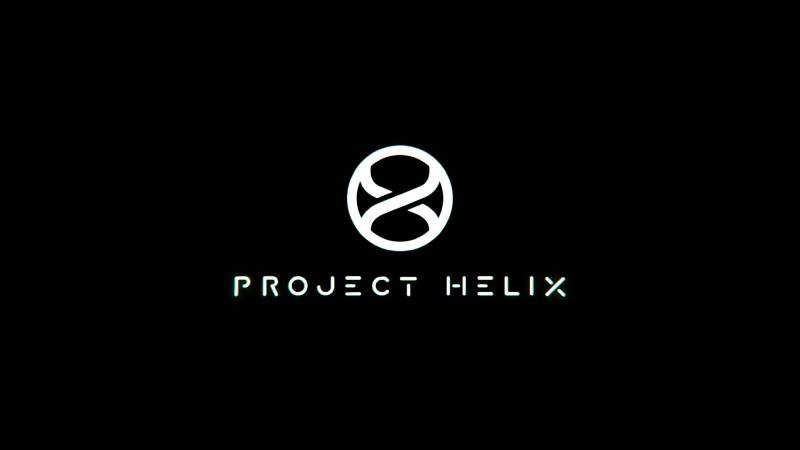 Diseño minimalista con un emblema circular brillante y una figura helicoidal en su interior, acompañado por el nombre Project Helix sobre un fondo oscuro que resalta su estética futurista.
