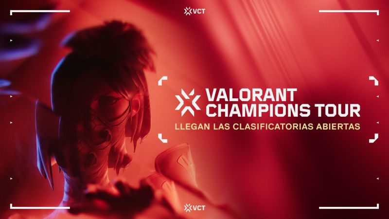 Clasificatorias abiertas del VCT 2027 en noviembre Gráfico promocional en tonos rojos con un personaje de Valorant en el fondo y el texto "VALORANT CHAMPIONS TOUR LLEGAN LAS CLASIFICATORIAS ABIERTAS". Archivo: image (1).jpg.