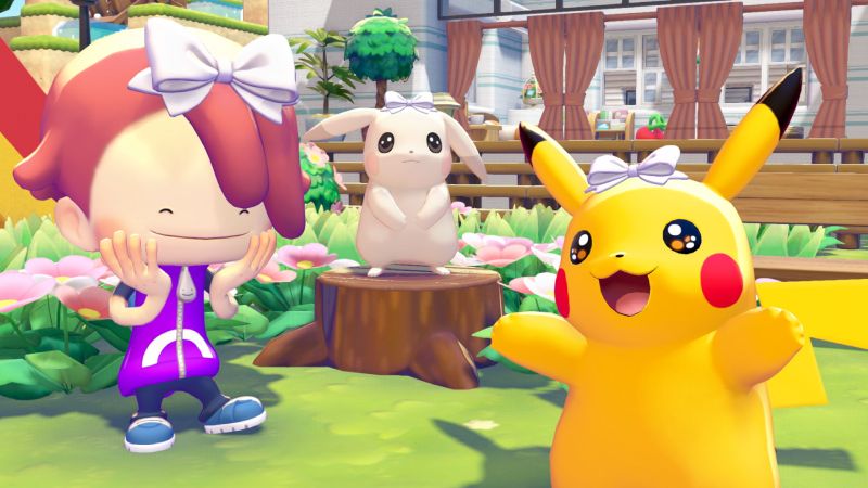 Pokemon Pokopia Pase de Expansion DLC Captura de pantalla de Pokémon Pokopia Parte 2 mostrando a Ditto luciendo prendas y accesorios personalizados.