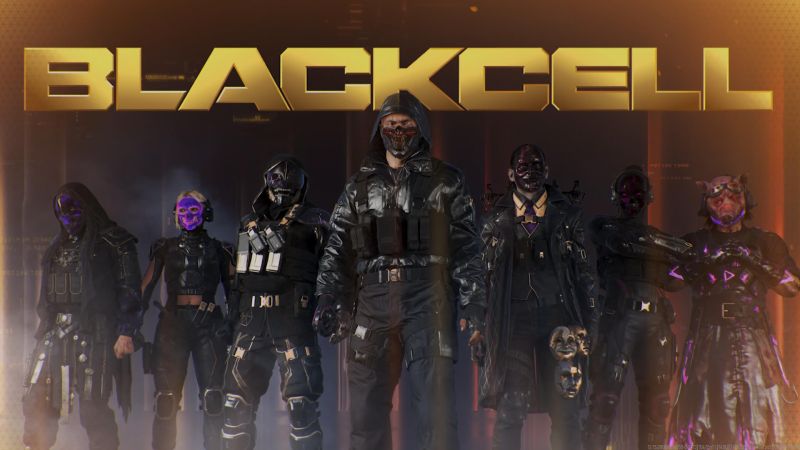 Operadores Prémium de BlackCell Temporada 6 Arte promocional del paquete BlackCell para la Temporada 6 con tres operadores vistiendo atuendos tácticos oscuros con detalles en tonos morados, dorados y máscaras personalizadas.